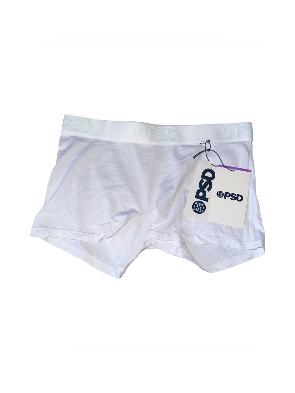PSD White Women's Stretch Hipster Panties with Logo Tags